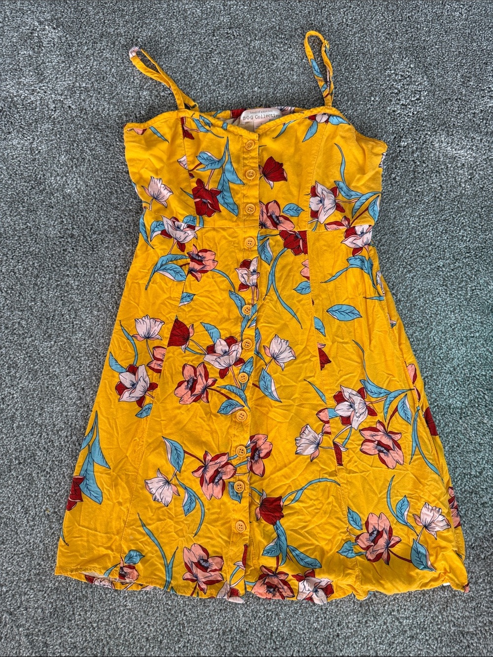Mini Yellow Floral Button-Front Sundress